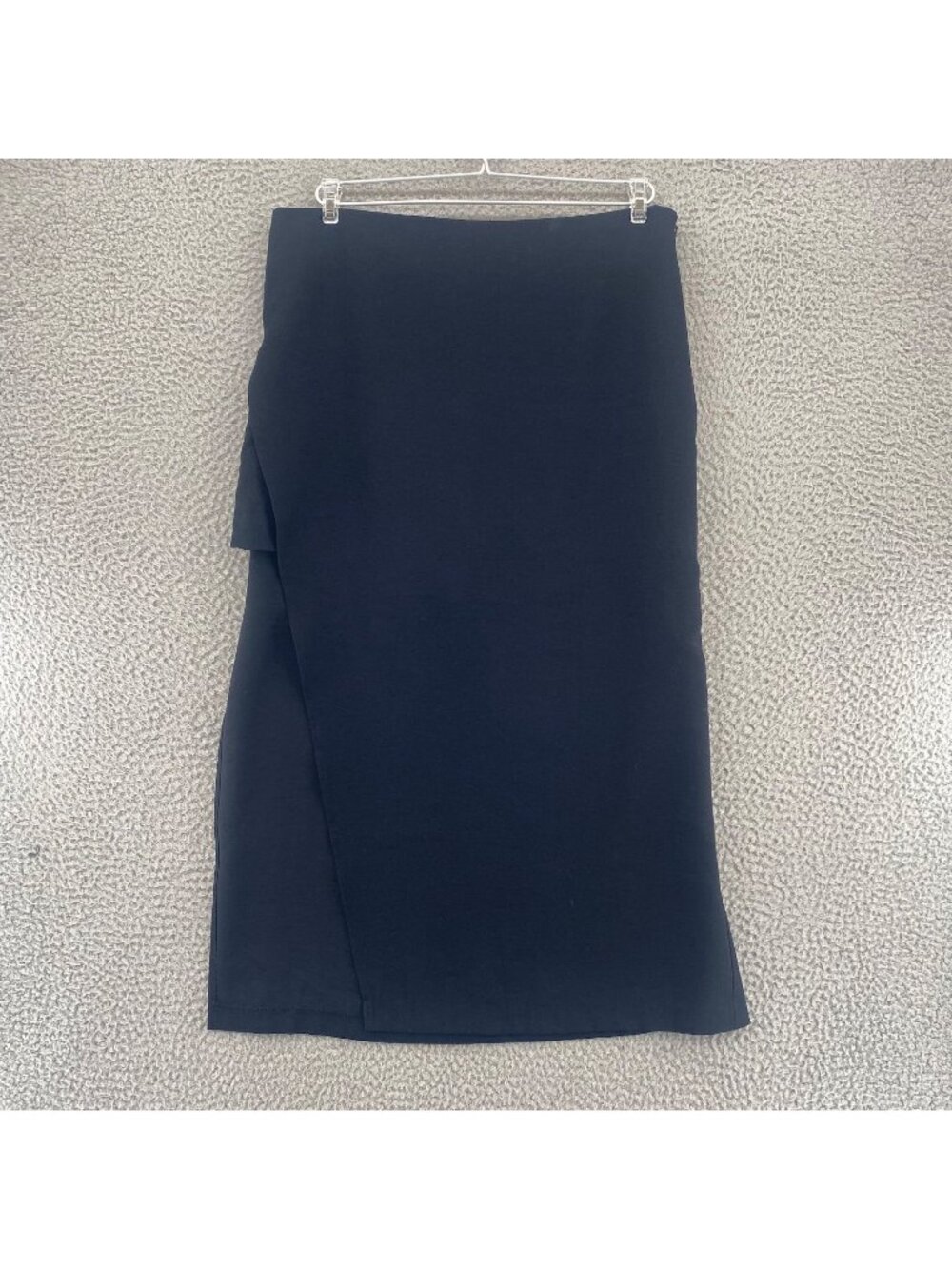 Zara Skirt Womens Large Black Maxi Asymmetric High Slit Layered Straight Pencil
